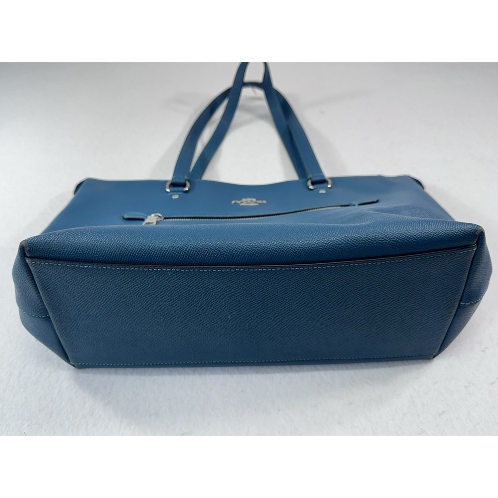 Coach Blue Leather Tote Bag - Classic Shoulder Handbag - Picture 3 of 11